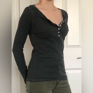 Henley grey long sleeve top, Aeropostale